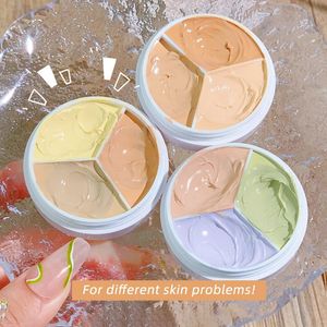 3-Color Concealer Palette Foundation Cream Full Coverage Suit for All Skin Face Makeup Cover Dark Circles Acne Pores Cream Base 240129