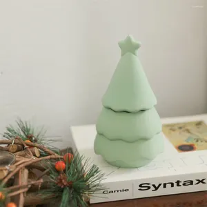 Handwerkswerkzeuge Weihnachtsbaum Kerzenglas Beton Silikonform mit Deckel Gefäß für Zement und Jesmonit DIY Geschenkwerkzeug