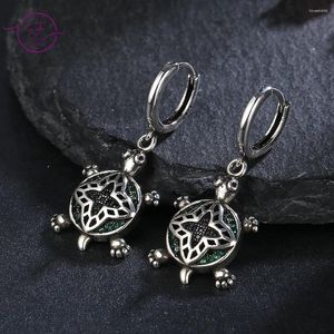 Orecchini pendenti in argento sterling 925 con tartaruga animale zircone goccia lusso creativo alla moda per gioielli da festa da donna