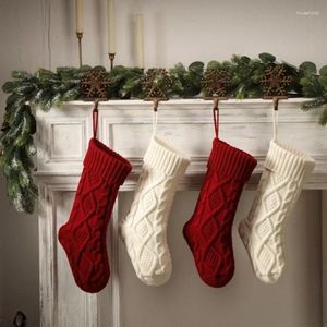 Decorazioni natalizie 1 pezzo divertente calza gigante calzini di lana lavorati a maglia borsa regalo fatta a mano ciondolo da comodino per caminetto