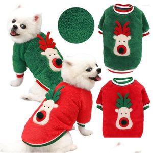 Hundkläder hundkläder varma jul husdjur kläder för små hundar vinter mjuk fleece tröja söt älg tryck husdjurskläder chihuahua pu dhdm1