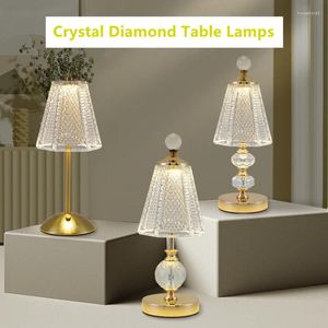 Table Lamps Crystal Diamond Retro Led Bar Desk Lamp USB Rechargeable Eye Protection Night Light For Bedroom El Office