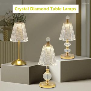 Lampy stołowe kryształowy diament retro lampa baru biurka baru USB ładowna ochrona oka światło nocne do sypialni el biuro