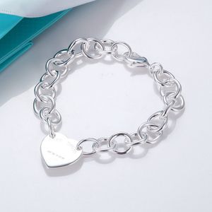 925 Brzoskwiniowe serce srebrna srebrna bransoletka w kształcie O Wysokiej jakości luksusowa marka biżuteria Prezent dziewczyny