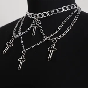 Choker Fashion Gothic Cross Pendant Necklace Chains For Women Girl Hip Hop Gypsy Club Accessories smycken