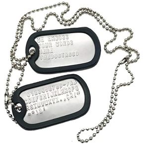 Edelstahl The Dog Tag Military Set mit 2 personalisierten Halsketten im Army-Stil mit Kugelketten-Schalldämpfern. Maßgeschneiderte Halsketten 240119