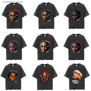 Мужские футболки Young Thug Thugger Graphic Vintage Washed T Shirt Мужские рэперы Хип-хоп Панк Футболки Мужчины Женщины Мода Негабаритные футболки Уличная одежда T240202