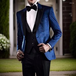 Men's Suits Slim Fit Custom Made Groom Tuxedos For Wedding Party Velvet Smoking Jacket With Pants Male Fashion Costume 2024