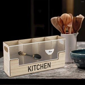 Kitchen Storage Wooden Cutlery Holder Flatware Organizer Knife And Fork Container For Table Countertop Silverware Gadgets