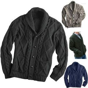 Camisolas masculinas 2024 outono/inverno moda casual camisola cor sólida manga longa polo cardigan casaco superior malha