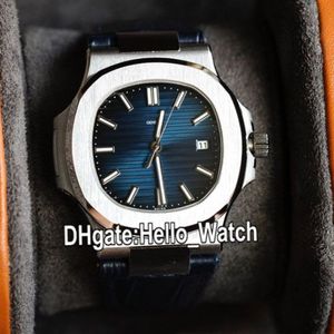 Versão 40mm esporte 5711 1a 010 5711 1 cal 324 relógio automático masculino aço caes textura azul dial pulseira de couro azul pphw watch341f