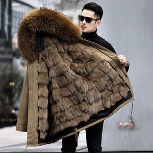 Designer outono/inverno Haining Mens Pie Superando Médio a Longo Casaco de Forro Interno de Pele Destacável com Espessado 0GKH