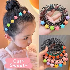 Acessórios de cabelo crianças y2k estrela colorido pente quebrado headband clipes coelho bonito headdress princesa meninas acessório alongado