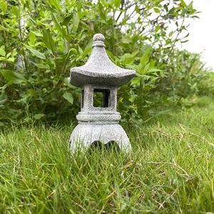 Garden Decorations Pagoda Solar Decor Light Oriental Lantern Outdoor Stone Japanese Lamp Zen Sculpture Lawn Statue Ornament