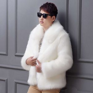 Faux Leather Mens Coat Thickened Designer Fur Mink Winter Lapel Casual Jacket Large PFH3