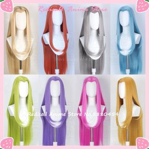 Party Supplies 120Colors 100 cm Lång rak peruk Cosplay änka's Peak Middle Part Styled Hairline Heat Motentant Syntetic Hair Adult