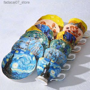 Kupalar yeni van gogh sanat boyama kahve kupaları yıldızlı gece ayçiçeği the Sower Irises Saint-Remy Coffee Tea Cups Q240202