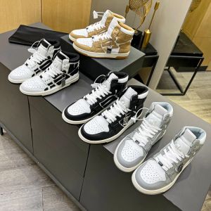 2024 New Style 10A Skeleton top sneakers Designer casual shoes Leather bones high top comfortable fashion with male and female couples with the same trend design