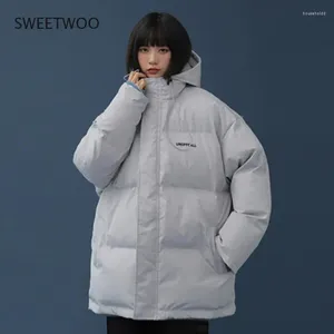 Kvinnors trenchockar Winter Down Jacket 2024 Harajuku överdimensionerad puffer parkas koreanska quiltade för kvinnor za jackor kvinnlig