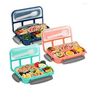 Servis bento box vuxen plast bärbara lunchbehållare för kontor 1300 ml matlagring med 4 fack läcksäker