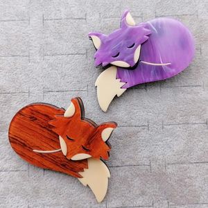 Broszki vintage akrylowy lis dla kobiet dziewcząt Pins Foxes ręcznie robiony żywica broszka stanika