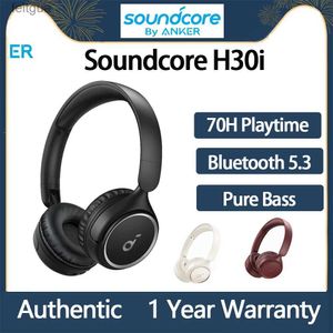 Mobiltelefonörlurar Anker Soundcore H30i Wireless Bluetooth-hörlurar på örat Fällbar bas 70 timmar lång speltidsspel med mikrofon YQ240202