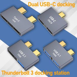 Estação de acoplamento dupla USB-C hub thunderbolt para apple laptop macbook pro air mac acessórios tipo-c 10gbps dados pd carregamento