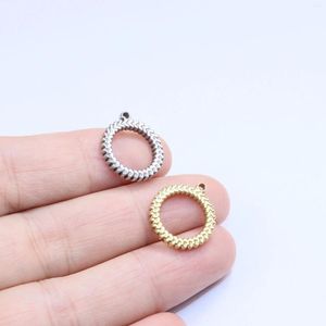 Charms, 5 Stück, 15 mm, Edelstahl, hochwertiger runder Kreis-Anhänger, DIY-Halskette, Ohrringe, Armbänder, lichtbeständig, 2 Farben