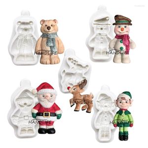 Baking Moulds Christmas Snowman Santa Claus Reindeer Silicone Sugarcraft Mold Resin Tools Cupcake Mould Fondant Cake Decorating