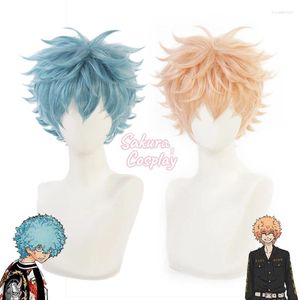 Articoli per feste Anime Tokyo Revengers Nahoya Kawata Souta Souya Soya Cosplay Arancione Blu Costume corto Capelli sintetici Protezione per parrucca di carnevale