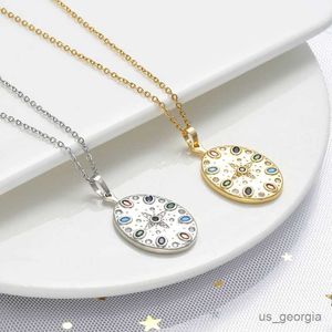 Pendant Necklaces New Fashion High-end Party Necklace Oval Colored Zircon Retro Ladies Necklace Jewelry Wholesale