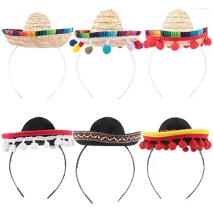 Party Decoration Mexican Hat Hair Hoops Mini Creative Performance Props Headdress Sombrero Headbands For Women Men