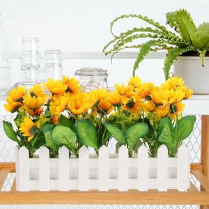 Decorative Flowers Artificial Flower Fence Outdoor Fake Faux Sunflowers Home Decor Living Room Plants For Desk Arrangement