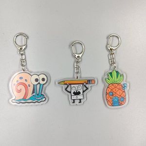 Keychains Cute Cartoon Anime Sketch Sponge Holding Pencil Pineapple House Snail Key Chain Small Gift To Friends Student Souvenir Keychain