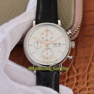 V2 Wersja aktualizacyjna ZF 391022 White Dial Cal 79320 A7750 Chronograph Automatyczne 391025 Męskie zegarek stalowa skóra stopwatch Sport270t