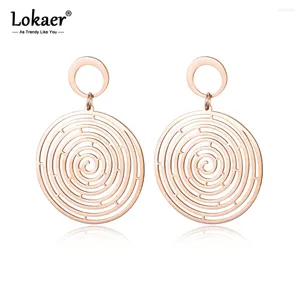 Orecchini a lobo Lokaer Colore oro rosa Mosquito Coil Shape Esagerazione Stile punk Acciaio inossidabile Regalo di Natale E18080