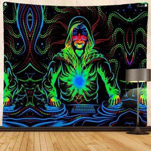 Tapisserier fluorescerande tapestry svart ljus vägg frukt hängande party visuell konst design bohemian mystisk trolldom heminredning