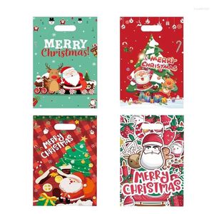 Gift Wrap 10/20Pcs Christmas Snack Candy Bag Cartoon Santa Claus Plastic Merry Year Packaging