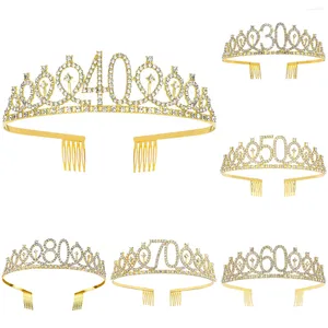 Party Decoration 30 40 50 60 70 80 Birthday Tiara Crown pannband för kvinnor Happy 30th 40th 50th 60th 70th 80th Gifts