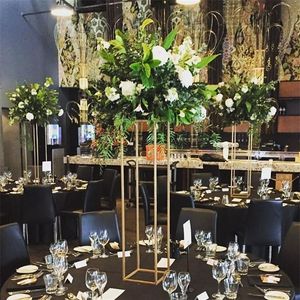 全金色の鉄のフラワースタンドのセンターピースの結婚式の装飾床の花瓶60 cm 80 cm高さのディスプレイラックテーブルトップ装飾201128249h