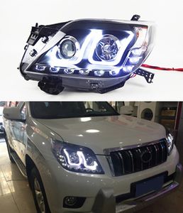 Luz principal para toyota prado led farol de circulação diurna 2010-2013 drl sinal de volta feixe duplo lente da lâmpada estilo do carro