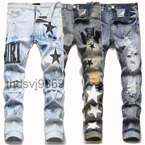 SS23 MENS Fashion Designer Skinny Straight Slim Ripped Jean Elastic Casual Motorcykel Biker Stretch Denim Trouser Classic Pants Jeans 6ch2