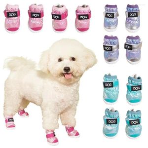 Dog Apparel 4Pcs Pet Shoes Non-Slip Waterproof Fastener Tape Fixing Thickened Warm Windproof Paw Protection For Dogs