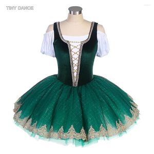 Scene Wear Bell Shape Ballet Dance Tutu kjol för flickor och kvinnor Performance Velvet Bodice Soft Tulle Ballerina Costume