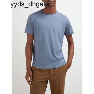 Loro piano shirt t designer män mens blå siden bomull mjuk tröja t-shirt korta ärmar toppar tshirts rfjx