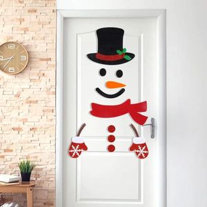 Weihnachtsdekorationen, Tür- und Fensteraufkleber, Filztuch, Schneemann, Weihnachtsmann, Elch, Wandaufkleber, Heimdekoration, frohes Jahr 2024