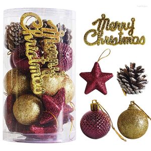 Party Decoration 20st Christmas Ornaments Balls Shatterproof Plaste Painted Set Decorative Baubles Pendants Merry