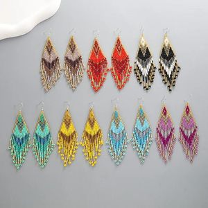 Dangle Earrings Fringed Hand Woven Fashion Versatile Personality Beading Simplicity Bohemia Alloy Ma'am Rice Bead