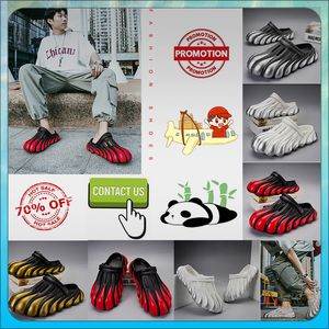 Designer Casual Platform Half Pack Slippers Summer Sliders Män kvinnor Graffiti Ben Vita glidbanor Sandaler Anti Slip Wear Resistant Mjuk tjock kudde Slipper