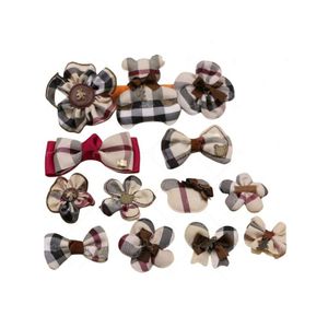 Hårtillbehör för flickor Baby Big Flower Plaid Princess Babies Girl Band pannband Babys Head Kids Hairwear Drop Delivery DHC59